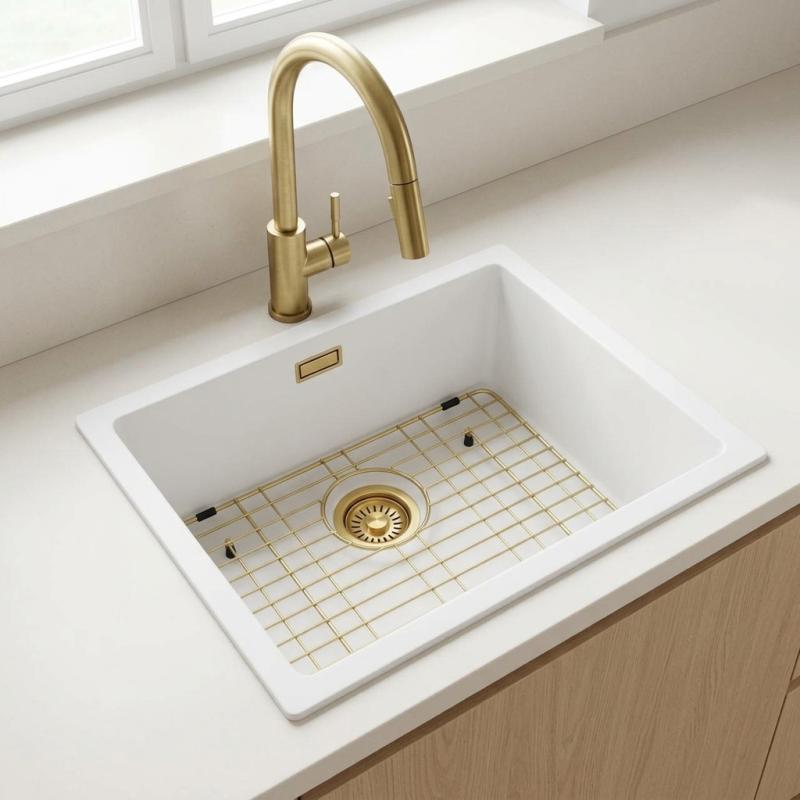 Pure.Sink Elite Steel Stream-S keukenkraan PVD geborsteld goud met uittrekbare uitloop PS8045-60